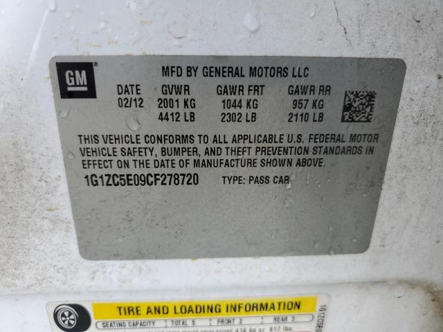 1G1ZC5E09CF278720 - 2012 CHEVROLET MALIBU 1LT 白色 照片 10