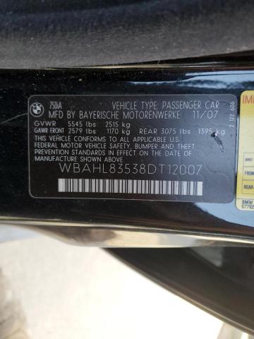 WBAHL83538DT12007 - 2008 BMW 750 I Negro foto 13