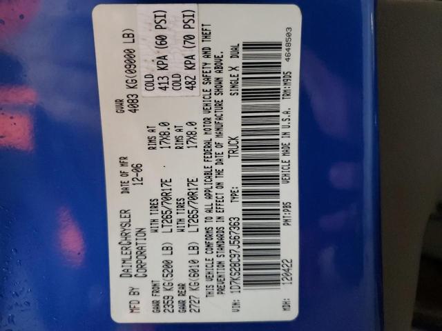 1D7KS28C97J567363 - 2007 DODGE RAM 2500 S ლურჯი ფოტო 10