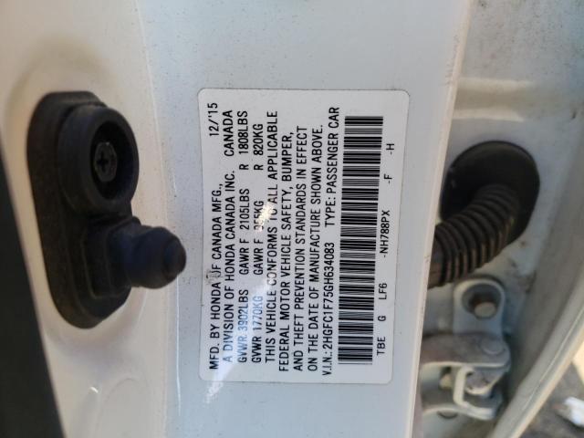 2HGFC1F75GH634083 - 2016 HONDA CIVIC EXL Ağ foto 10