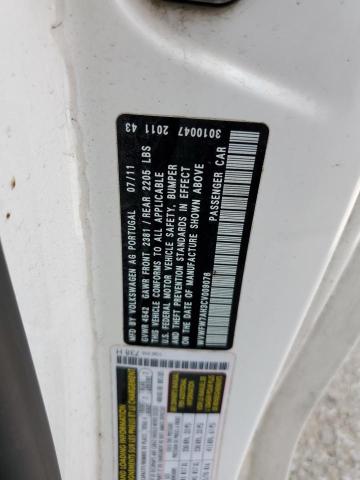 WVWFW7AH3CV009076 - 2012 VOLKSWAGEN EOS LUX 白色 照片 10