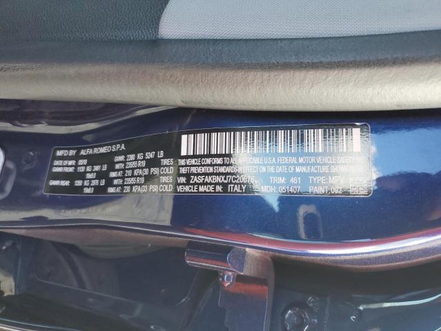 ZASFAKBNXJ7C20676 - 2018 ALFA ROMEO STELVIO TI BLUE photo 10