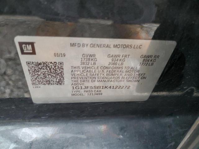 1G1JF5SB1K4122272 - 2019 CHEVROLET SONIC PREM GRAY photo 10