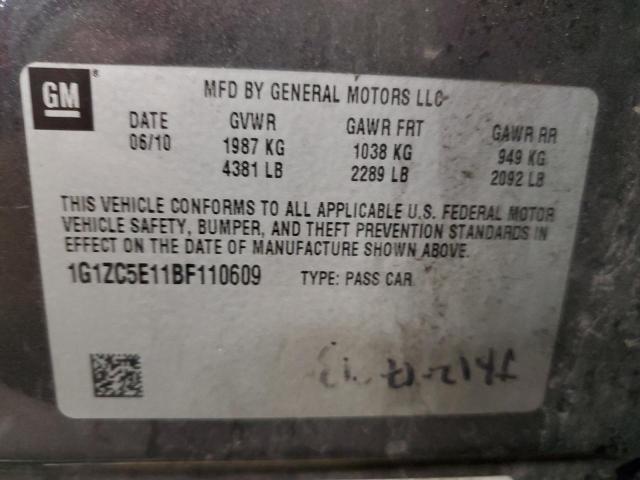 1G1ZC5E11BF110609 - 2011 CHEVROLET MALIBU 1LT 灰色 照片 10