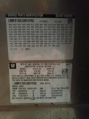 LRBFX1SA7JD010762 - 2018 BUICK ENVISION E GOLD photo 10