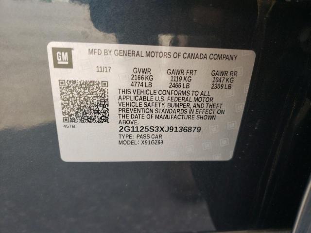 2G1125S3XJ9136879 - 2018 CHEVROLET IMPALA PRE შავი ფოტო 10