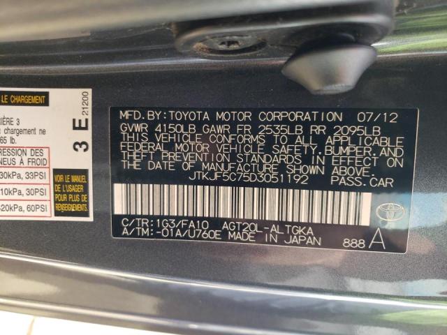 JTKJF5C75D3051192 - 2013 TOYOTA SCION TC GRAY photo 10