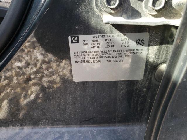 1G11C5SA9GU102990 - 2016 CHEVROLET MALIBU LIM 石墨色 照片 10