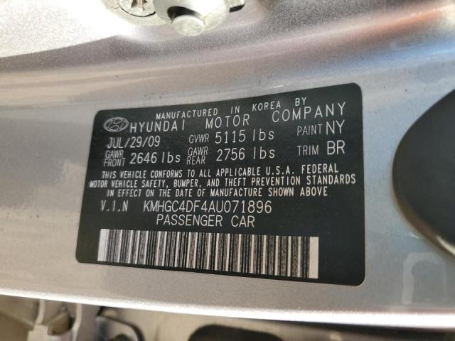 KMHGC4DF4AU071896 - 2010 HYUNDAI GENESIS 4. GRAY photo 10