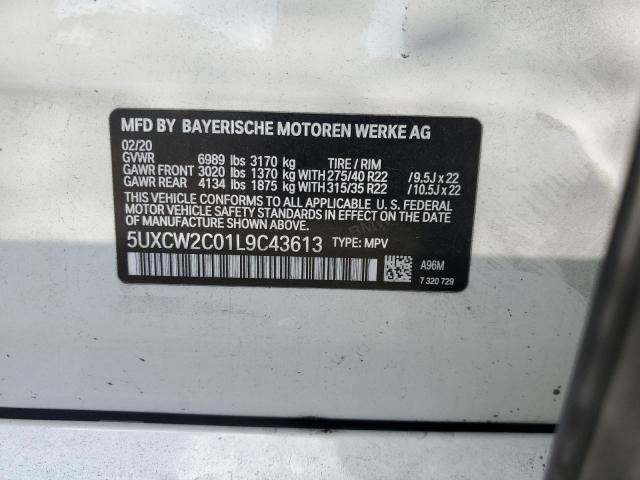 5UXCW2C01L9C43613 - 2020 BMW X7 XDRIVE4 WHITE photo 10