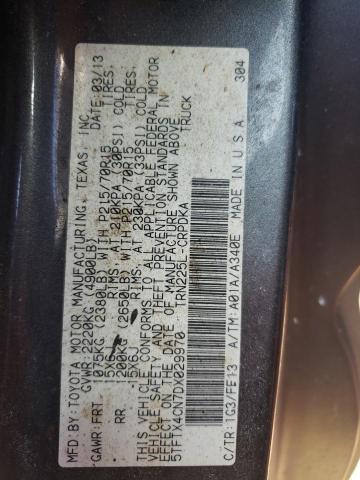 5TFTX4CN7DX029970 - 2013 TOYOTA TACOMA ACC ნაცრისფერი ფოტო 10