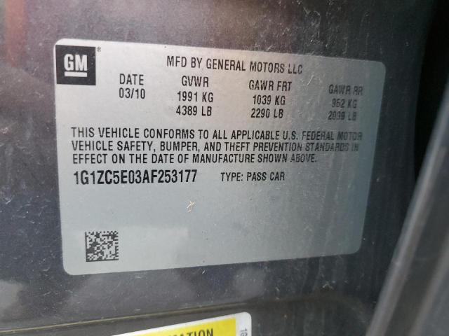 1G1ZC5E03AF253177 - 2010 CHEVROLET MALIBU 1LT გრაფიტი ფოტო 10