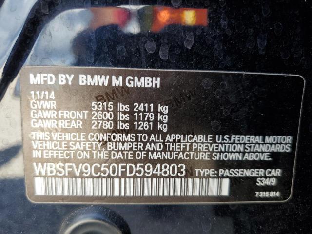 WBSFV9C50FD594803 - 2015 BMW M5 BLACK photo 10