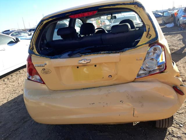 KL1TD66657B732873 - 2007 CHEVROLET AVEO BASE YELLOW photo 9
