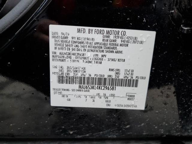 MAJ6S3KL4KC296581 - 2019 FORD ECOSPORT T BLACK photo 10