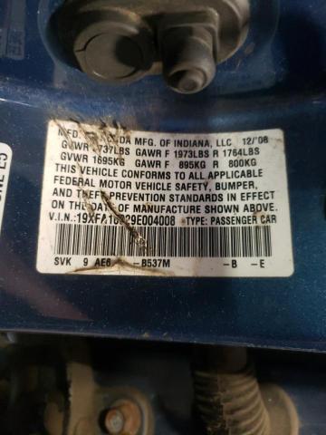 19XFA16929E004008 - 2009 HONDA CIVIC EXL 蓝色 照片 10