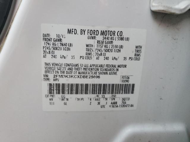 2FMDK3KCXDBE25696 - 2013 FORD EDGE LIMIT WHITE photo 14