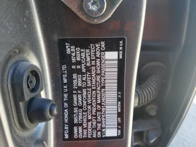 SHHFK7H91JU402076 - 2018 HONDA CIVIC SPOR 灰色 照片 10