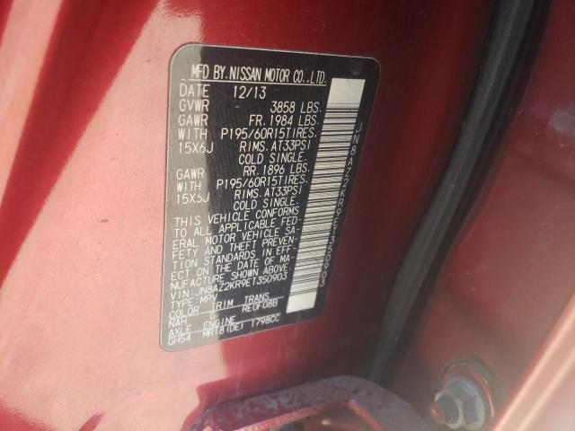 JN8AZ2KR9ET350903 - 2014 NISSAN CUBE S RED photo 10