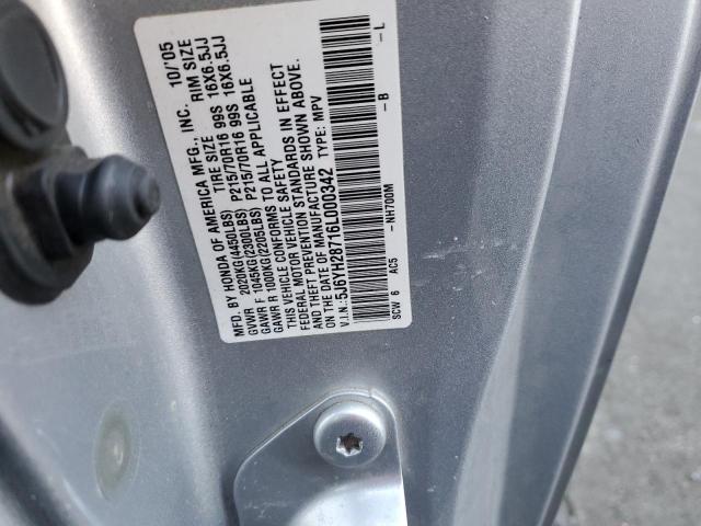 5J6YH28716L000342 - 2006 HONDA ELEMENT EX SILVER photo 10