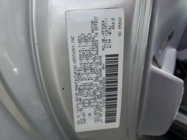 4T3ZF13CX3U545639 - 2003 TOYOTA SIENNA LE SILVER photo 10