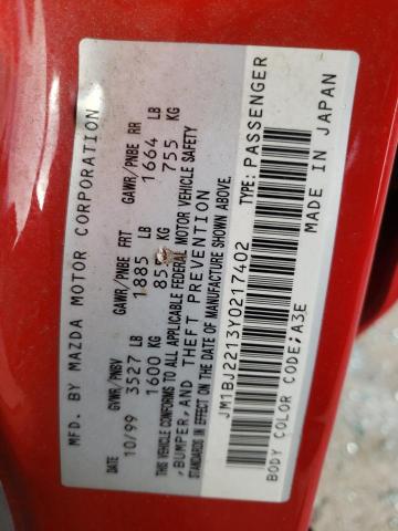 JM1BJ2213Y0217402 - 2000 MAZDA PROTEGE ES 红色 照片 10