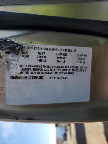 2G4WB55K041363402 - 2004 BUICK REGAL TAN photo 10