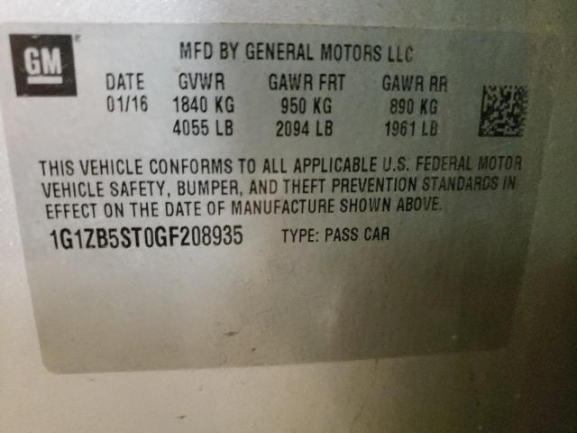 1G1ZB5ST0GF208935 - 2016 CHEVROLET MALIBU LS Gümüş foto 10