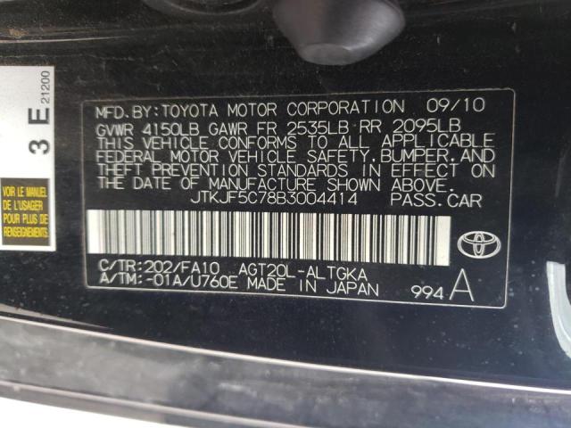 JTKJF5C78B3004414 - 2011 TOYOTA SCION TC Siyah fotoğraf 10