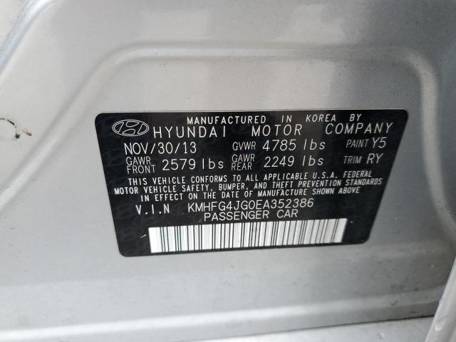 KMHFG4JG0EA352386 - 2014 HYUNDAI AZERA SILVER photo 10