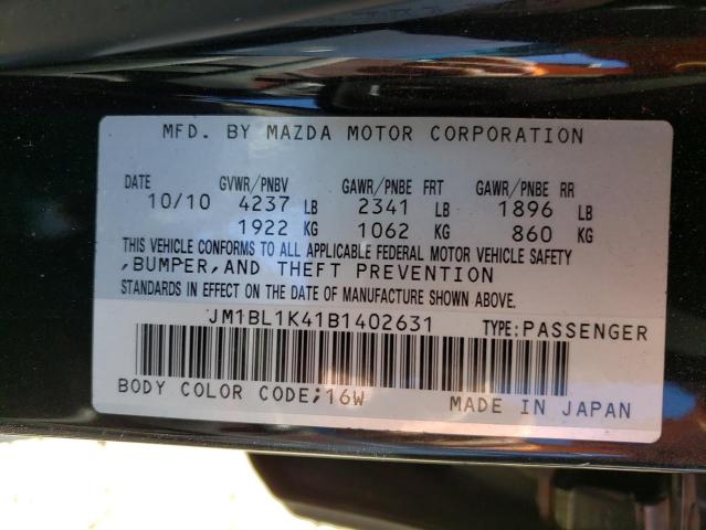 JM1BL1K41B1402631 - 2011 MAZDA SPEED 3 BLACK photo 10