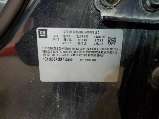 1G11C5SA2DF165266 - 2013 CHEVROLET MALIBU 1LT შავი ფოტო 10