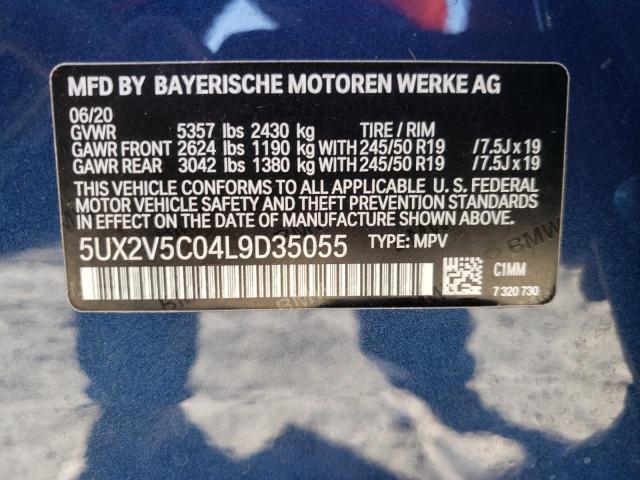 5UX2V5C04L9D35055 - 2020 BMW X4 XDRIVEM BLUE photo 10