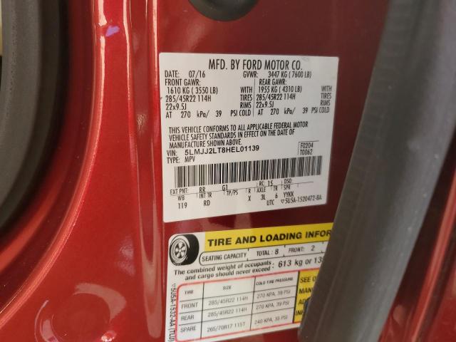 5LMJJ2LT8HEL01139 - 2017 LINCOLN NAVIGATOR 红色 照片 10