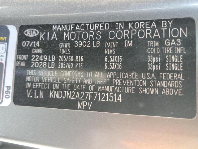 KNDJN2A27F7121514 - 2015 KIA SOUL GRAY photo 10