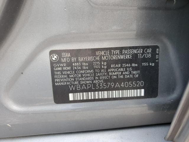 WBAPL33579A405520 - 2009 BMW 335 XI SILVER photo 10