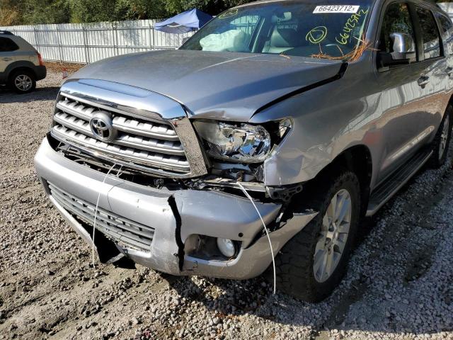 5TDJY5G12BS050908 - 2011 TOYOTA SEQUOIA LI SILVER photo 9