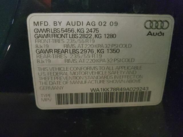 WA1KK78R49A029243 - 2009 AUDI Q5 3.2 GRAY photo 10