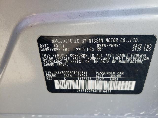 JN1AZ0CP6CT016311 - 2012 NISSAN LEAF SV SILVER photo 12