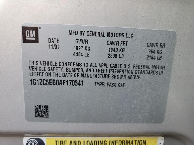 1G1ZC5EB0AF170341 - 2010 CHEVROLET MALIBU 1LT 灰色 照片 10