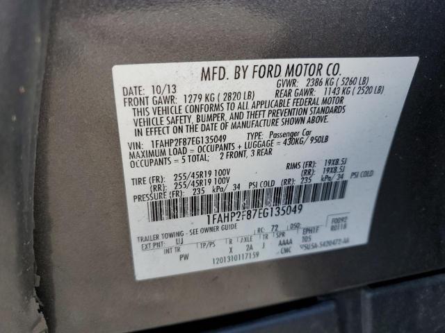 1FAHP2F87EG135049 - 2014 FORD TAURUS LIM SILVER photo 10