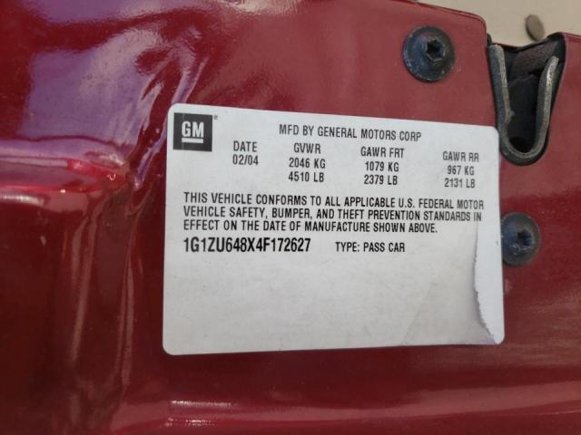 1G1ZU648X4F172627 - 2004 CHEVROLET MALIBU MAX 红色 照片 10