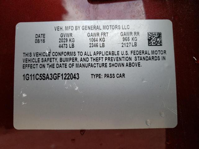 1G11C5SA3GF122043 - 2016 CHEVROLET MALIBU LIM 未知 - 不可接受的库存 照片 10