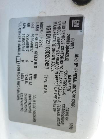 1GNDV23108D202450 - 2008 CHEVROLET UPLANDER L Ağ foto 10