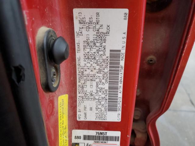 5TFLU4EN1DX074246 - 2013 TOYOTA TACOMA DOU RED photo 12