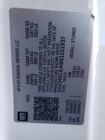 1GCHSCEA9N1151937 - 2022 CHEVROLET COLORADO L WHITE photo 10