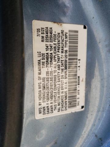 5FNRL38895B126196 - 2005 HONDA ODYSSEY TO BLUE photo 10