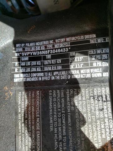 5VPYW36N8F3046433 - 2015 VICTORY MOTORCYCLES MAGNUM RED photo 10