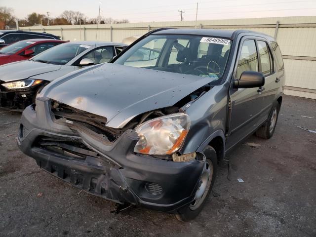 JHLRD78596C000822 - 2006 HONDA CR-V LX GRAY photo 2