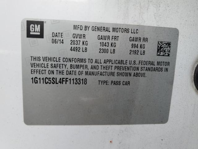 1G11C5SL4FF113318 - 2015 CHEVROLET MALIBU 1LT 白色 照片 10